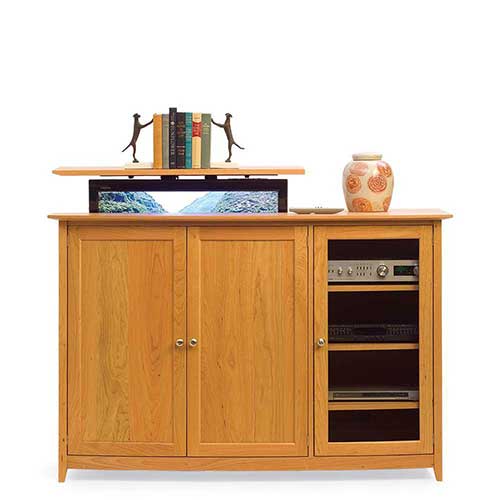 solid wood TV lift cabinet handcrafted in Vermont