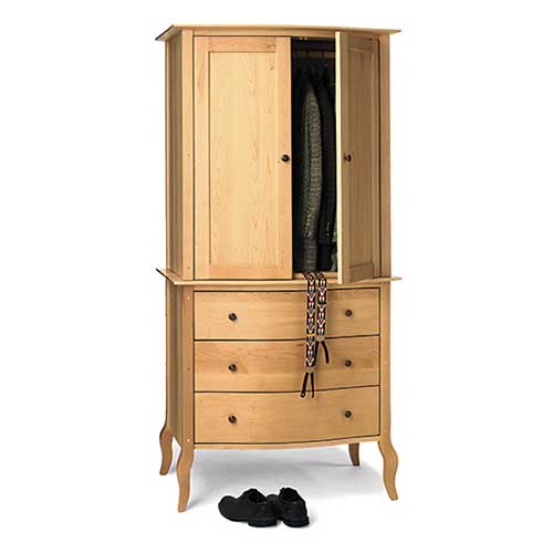 Solid wood bedroom armoire handcrafted in VT