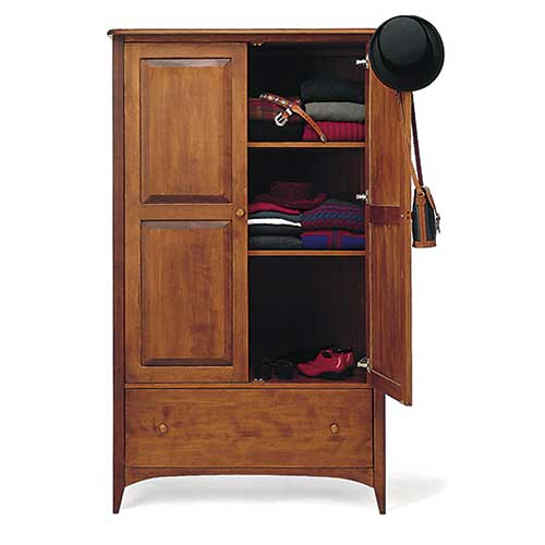 Solid wood bedroom armoire handcrafted in Vermont