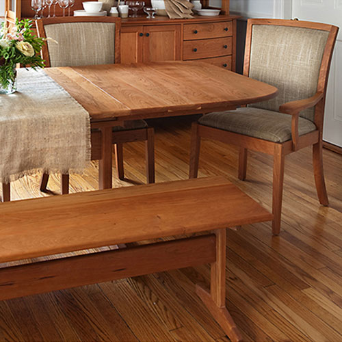 Solid cherry wood bench handcrafted in VT