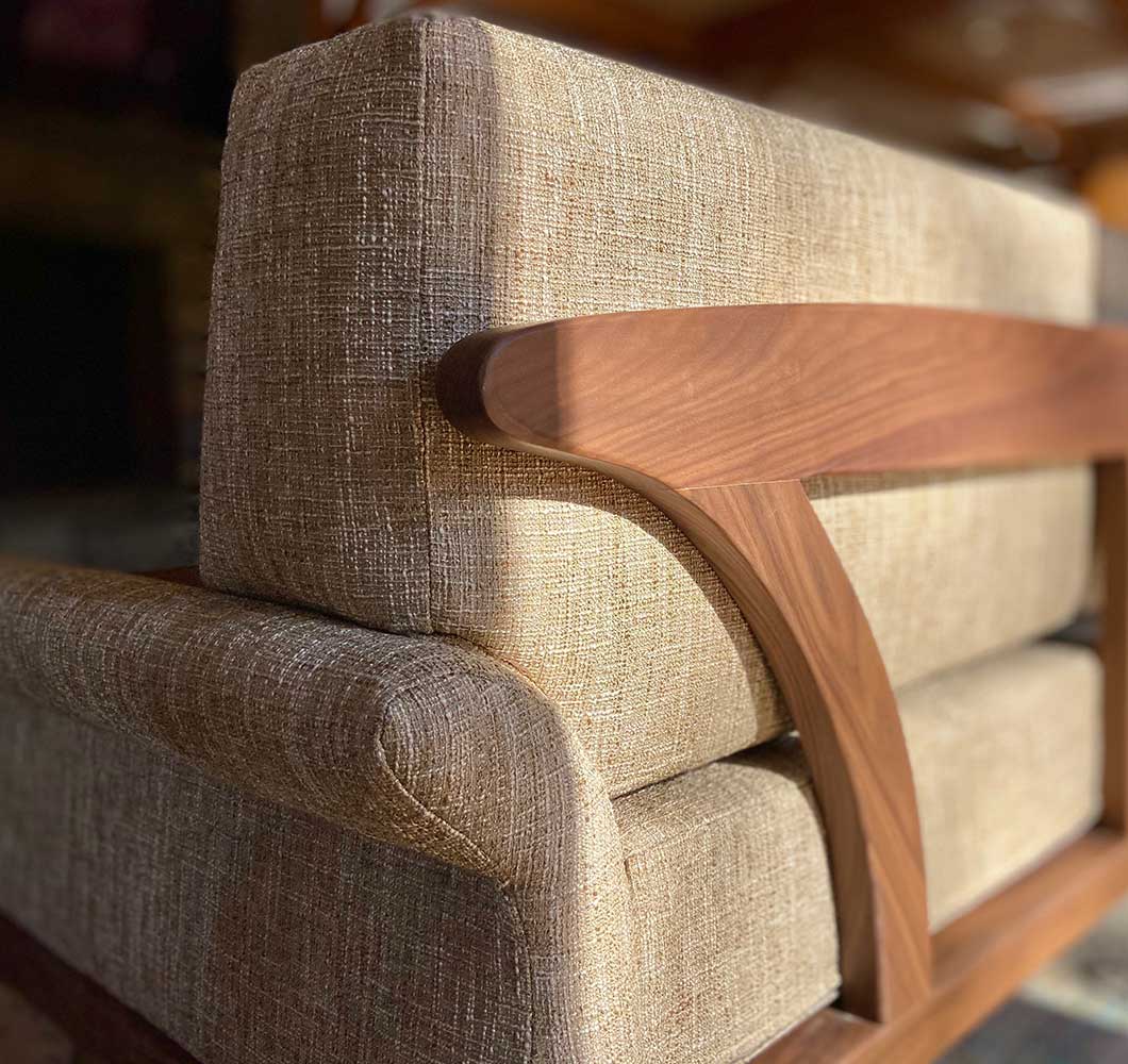 arlington couch in solid walnut