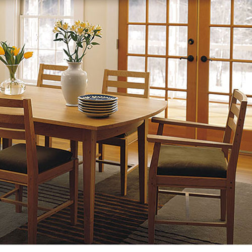 Solid wood cherry dining table made in Vermont