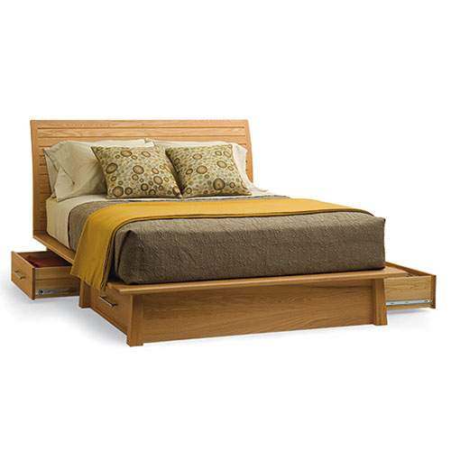 handcrafted solid wood platform bed with storage