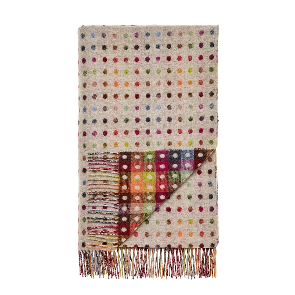 rainbow multi spot lambswool throw