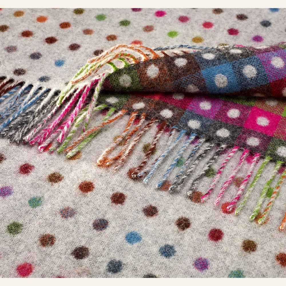 rainbow multi spot lambswool throw