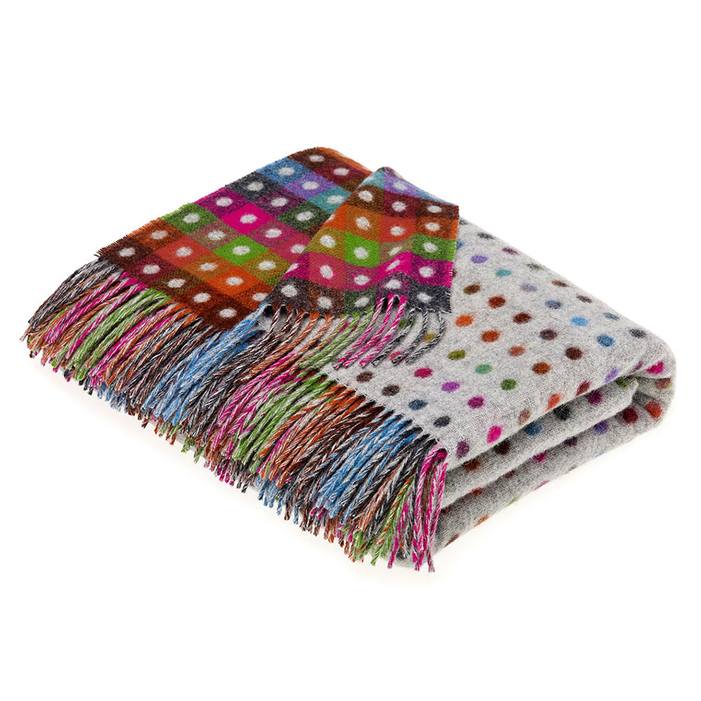 rainbow multi spot lambswool throw