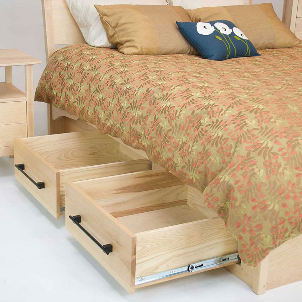 American-made solid wood platform bed with storage