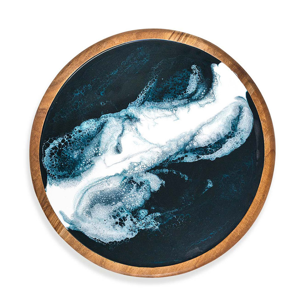 acacia wood and eco-friendly epoxy lazy susan