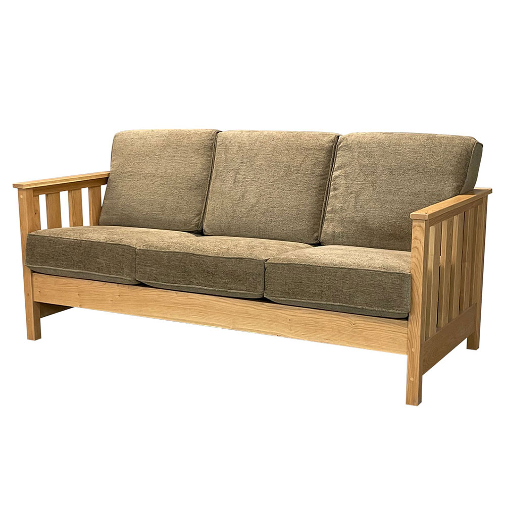bolton living room couch in solid cherry
