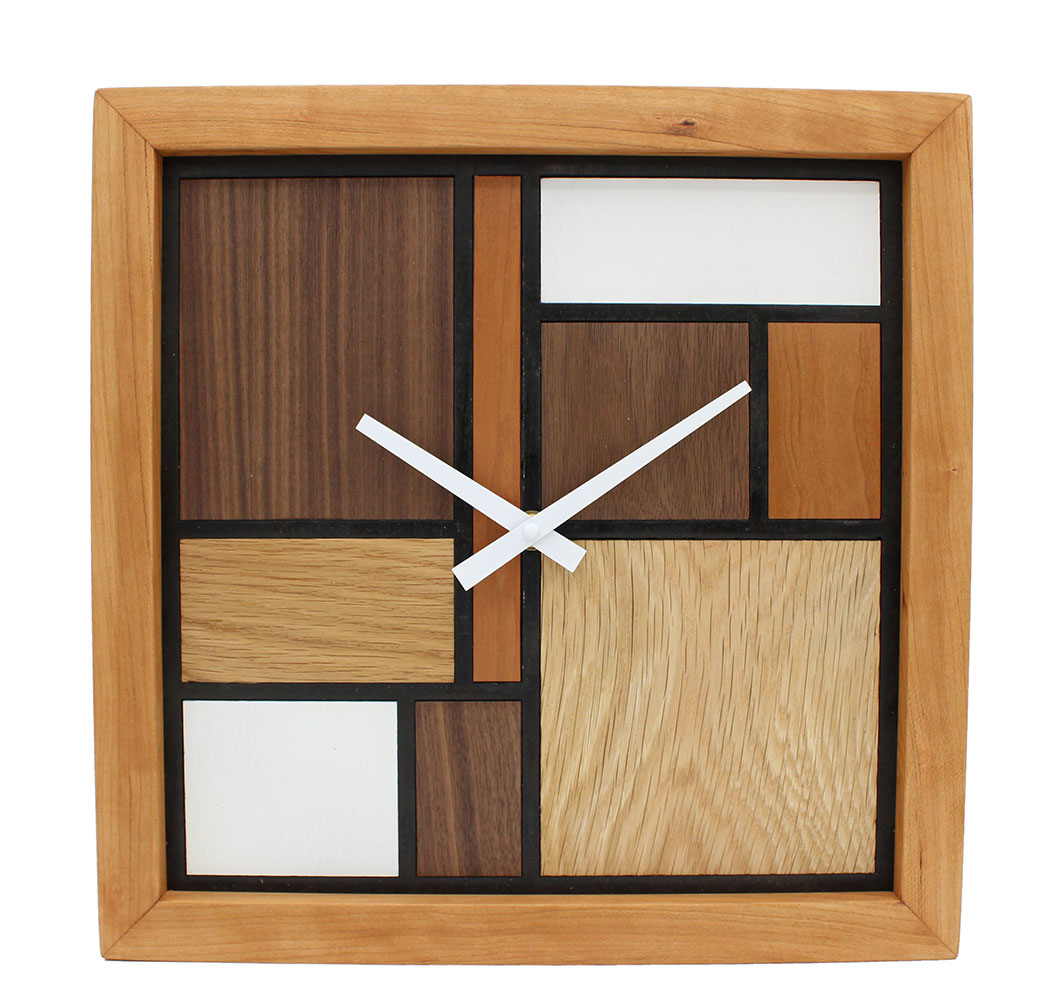 Mondrian Wood Clock