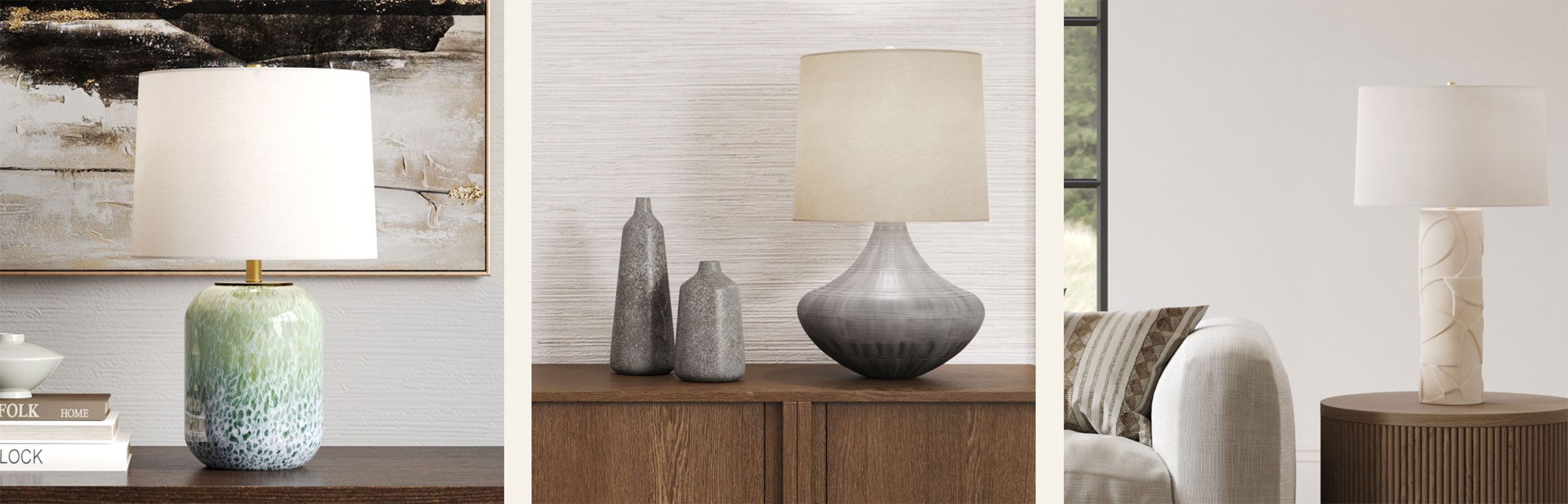 3 images of different table lamps