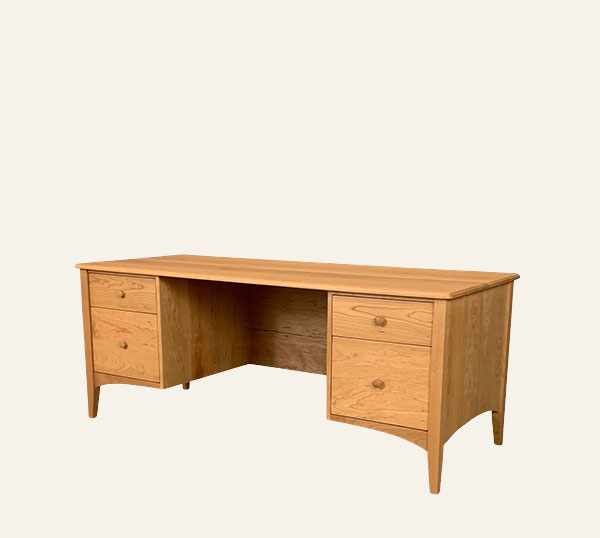 big desk with two sets of drawers in yellow birch