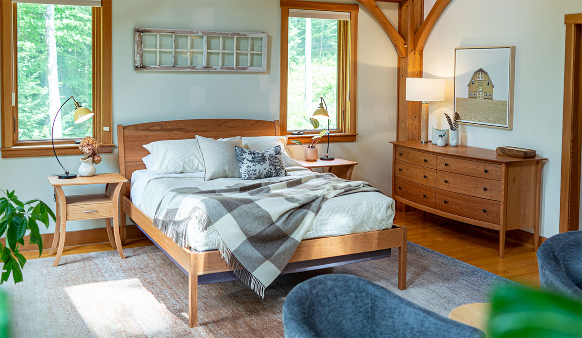 bedroom in post and beam house