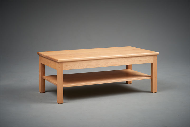 simple wood coffee table with shelf
