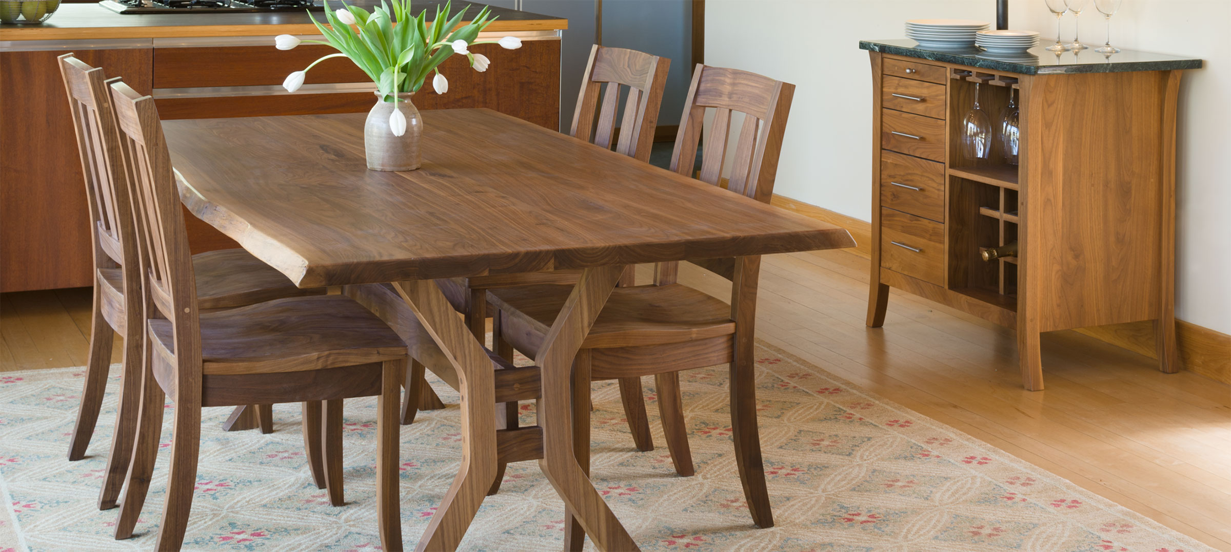 Dover dining table and vernon wine bar