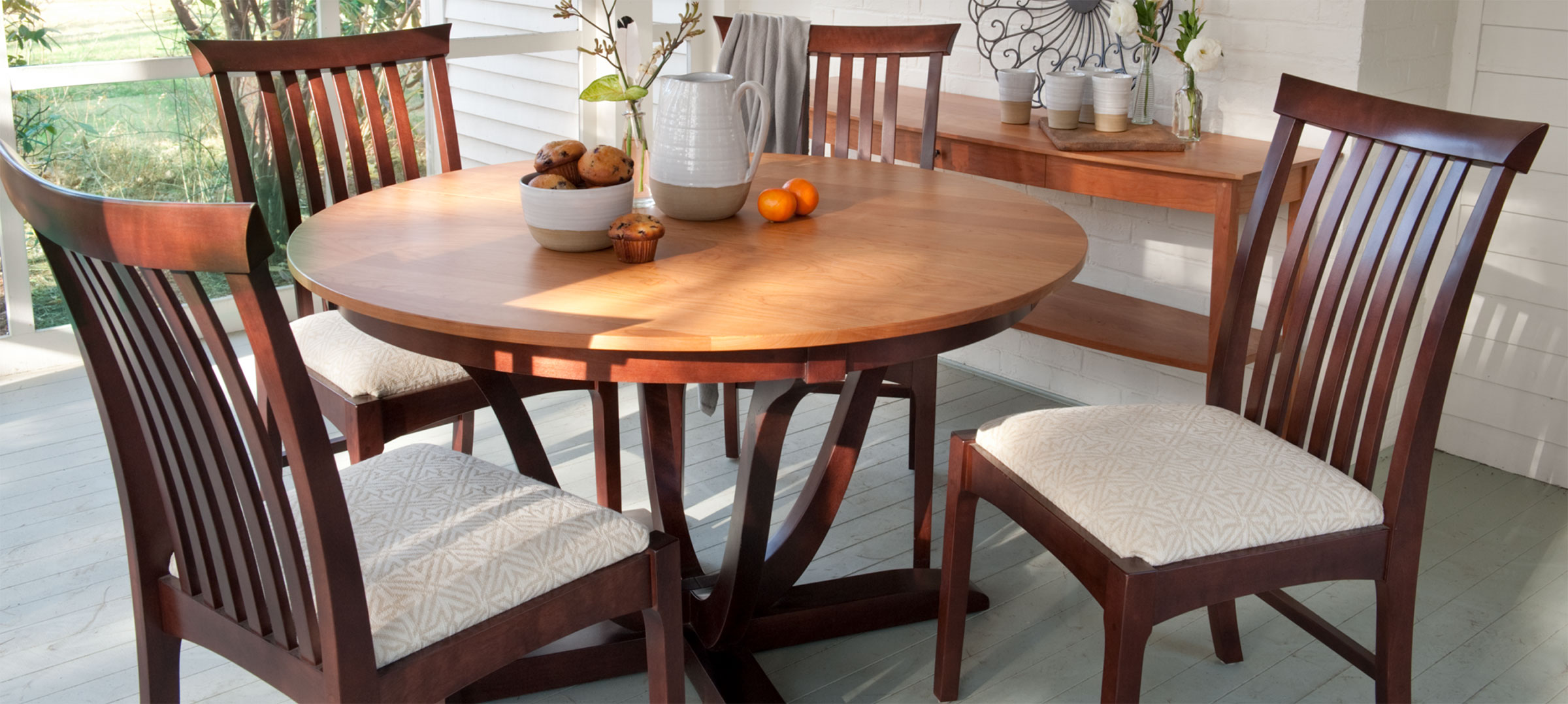 goddard round dining table and chairs