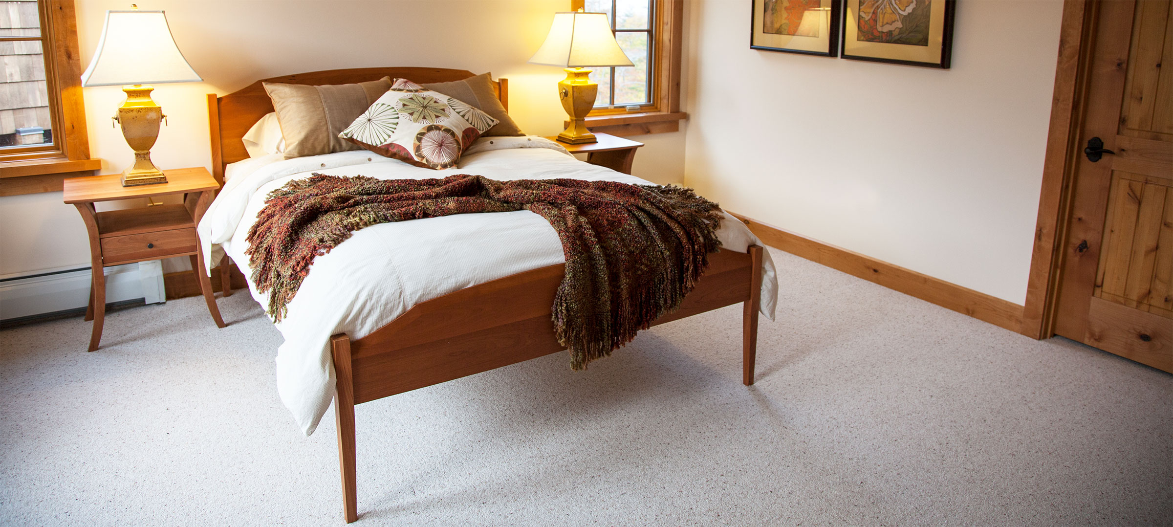 chelsea bed and vernon night stand in cherry