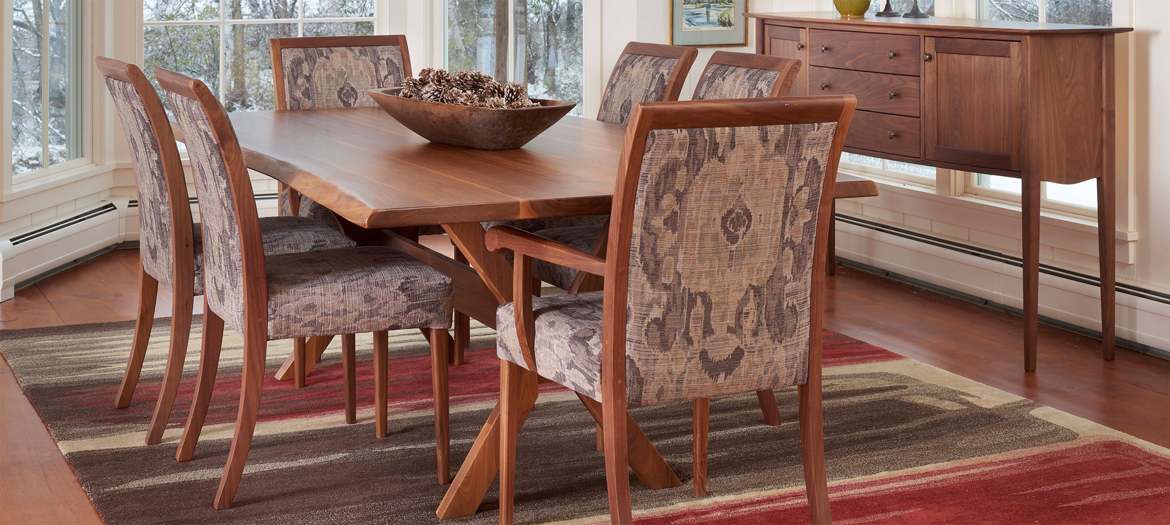 walnut dining set with sideboard