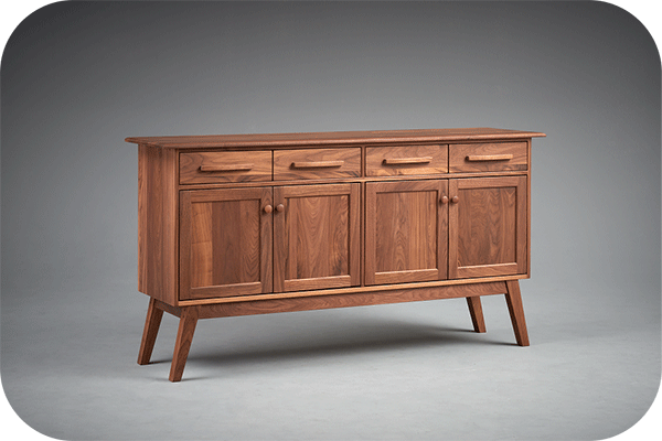 a walnut 4 door and 4 drawer server