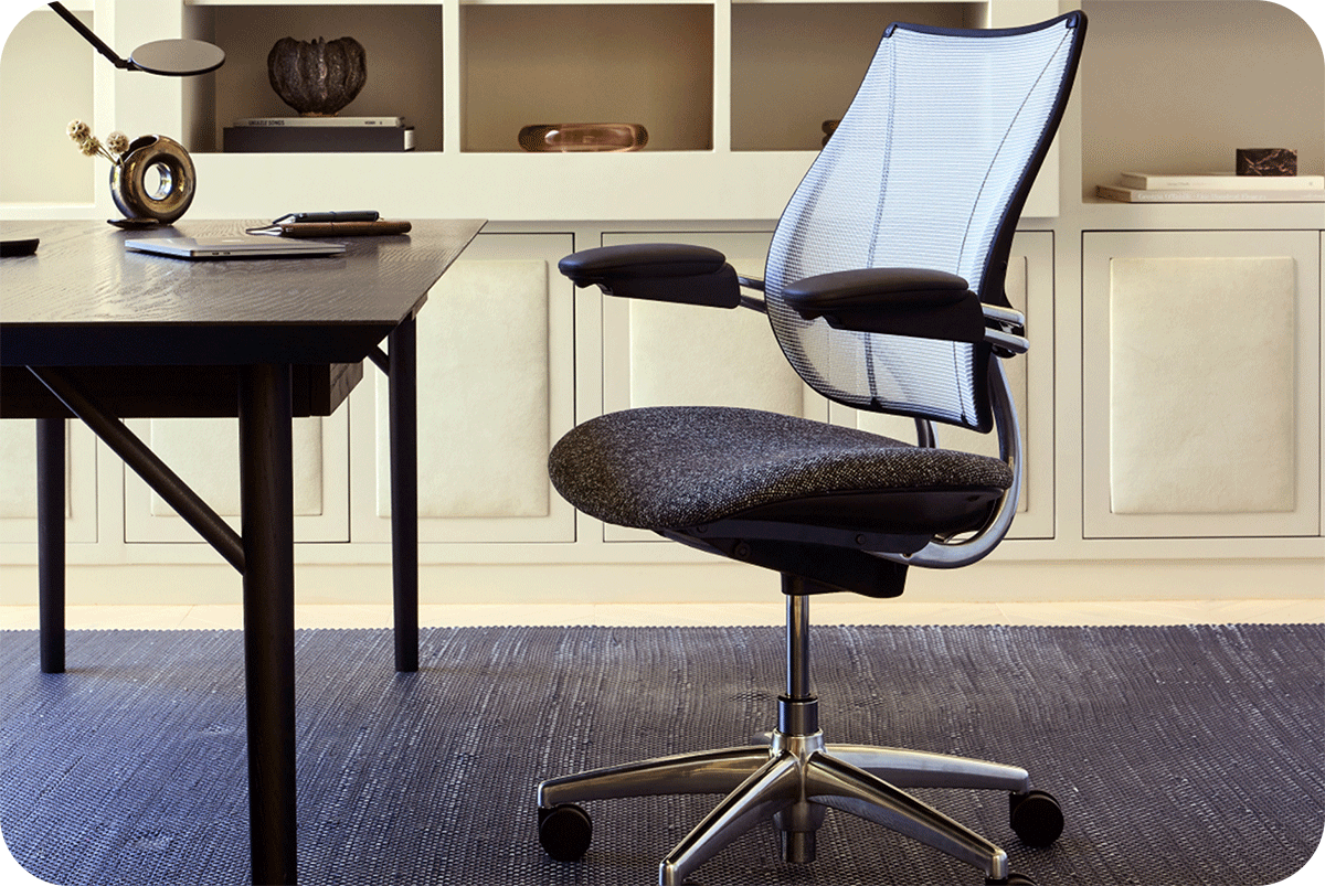 a modern office chair in an elegant home office