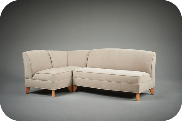modular sectional with no arms in a beige fabric