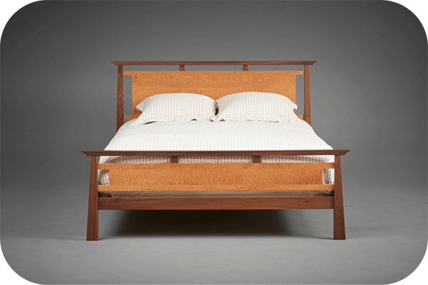 two tone wood queen size bed