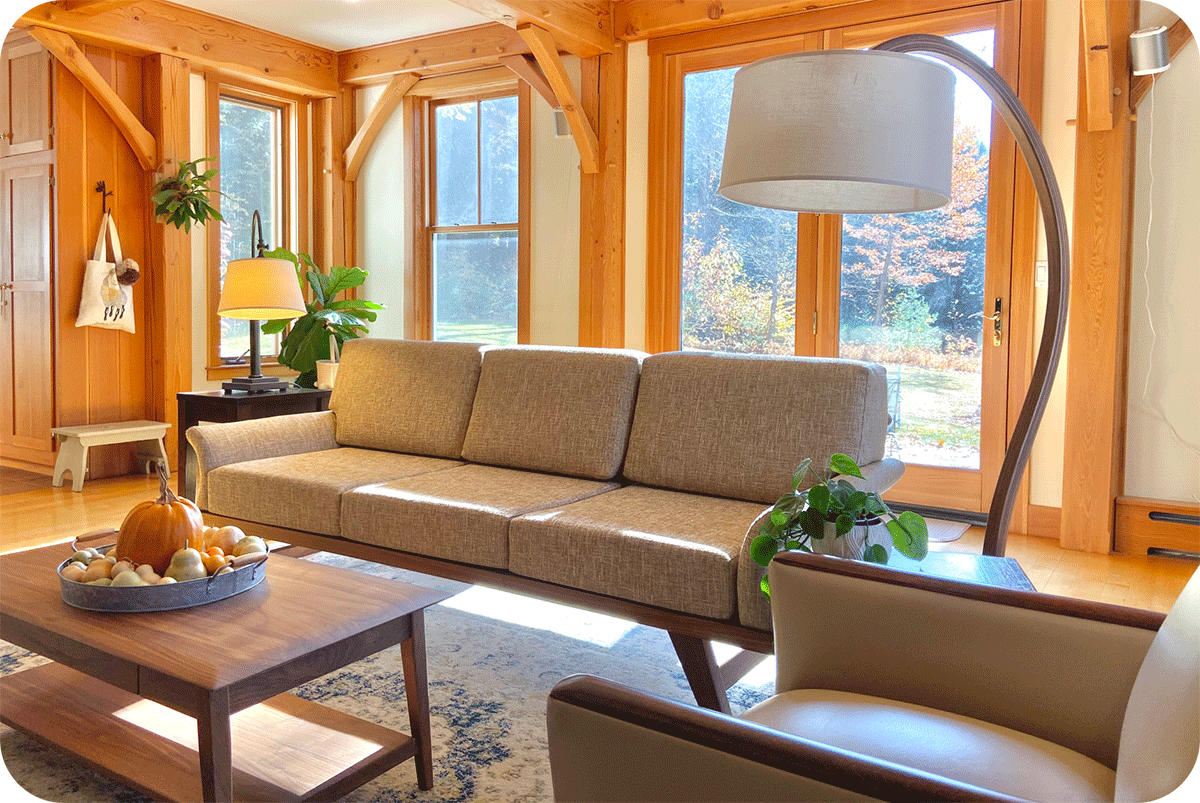 Killington couch and belmont floor lamp