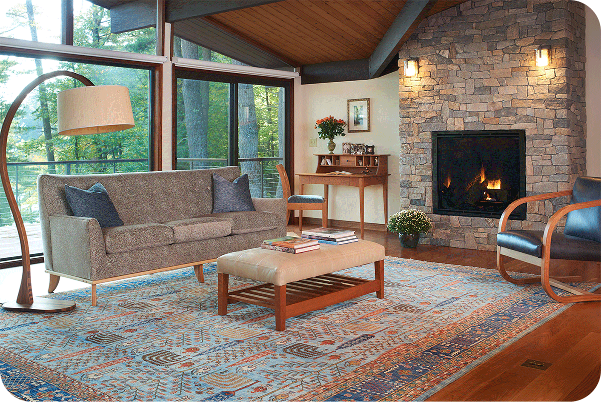 Arlington couch, woodstock coffee table, belmont lamp and Benson chair