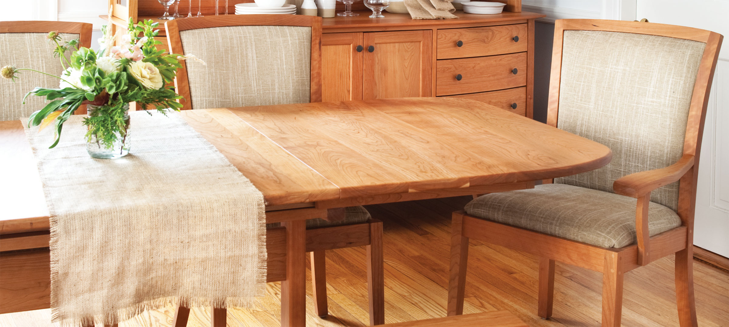 vernon dining table with franklin chairs and a strafford buffet