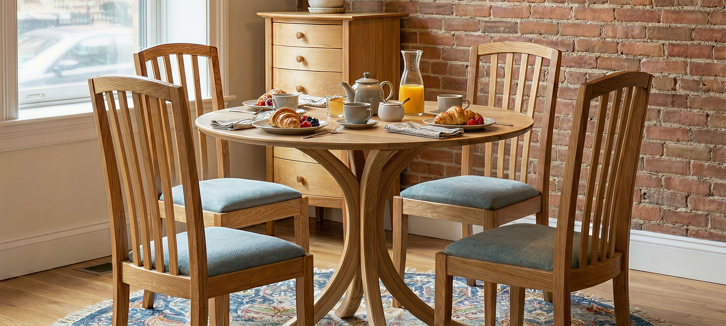 vernon dining table, tunbridge chairs