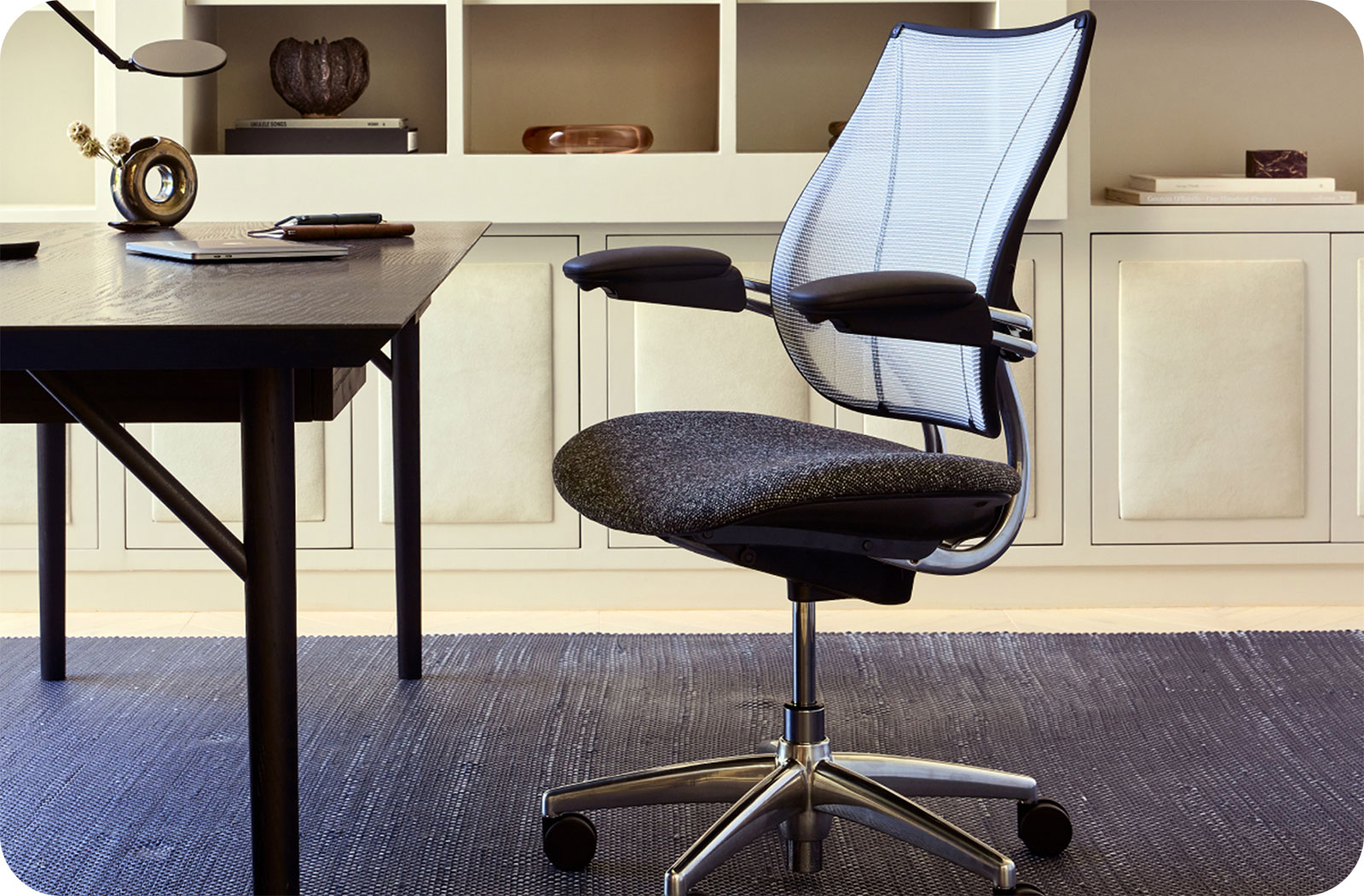 a modern office chair in an elegant home office