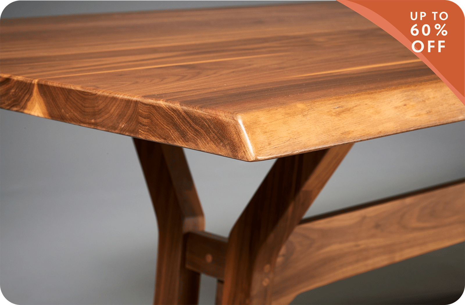 walnut live edge table top up close