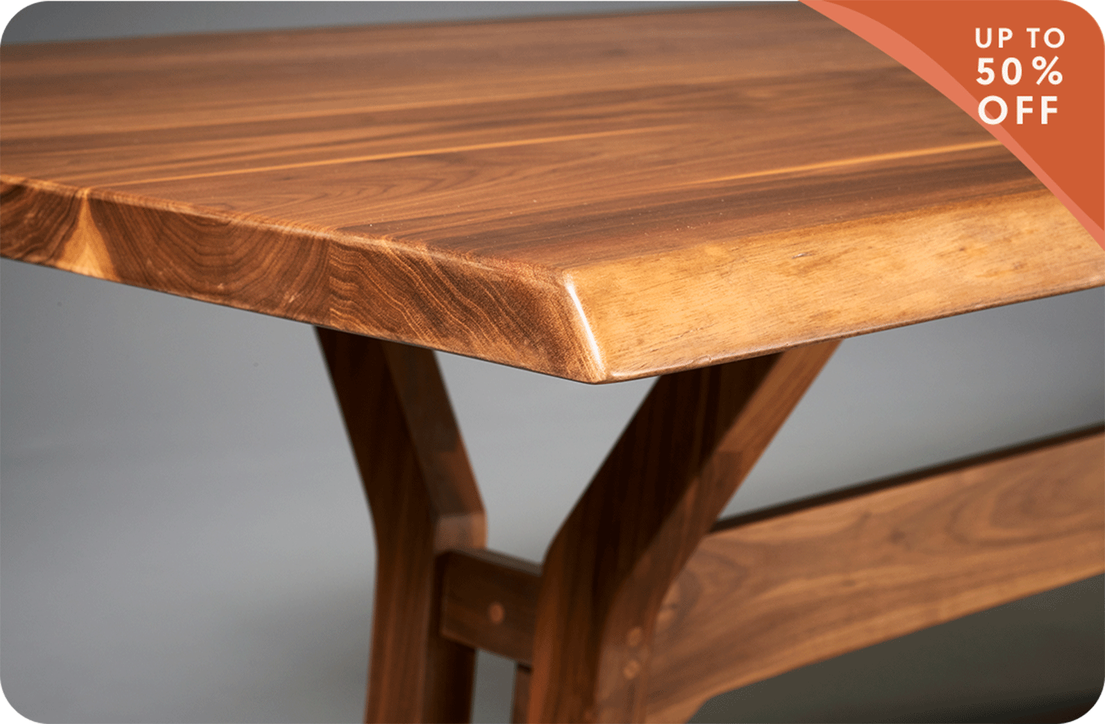 walnut live edge table top up close