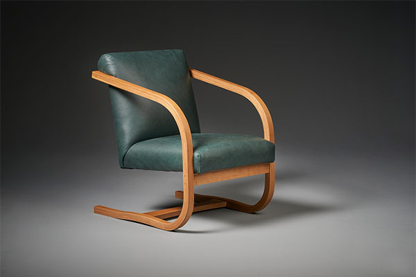 modern wood frame leather chair