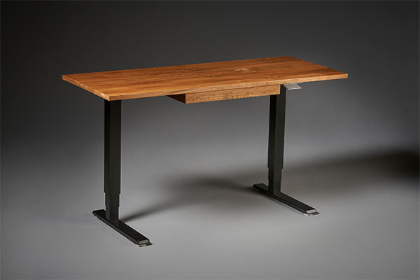 adjustable height standing desk with solid wood top