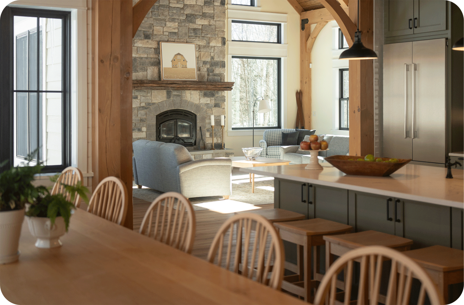 vermont ski house dining table and barstools