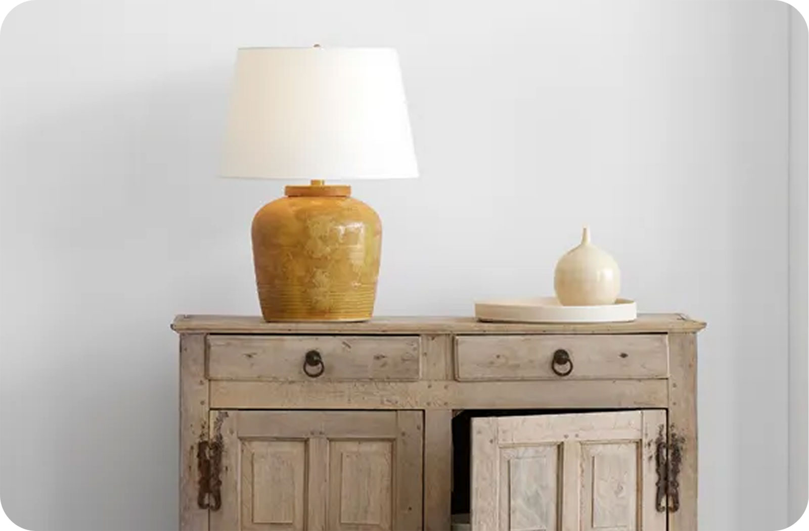 lamp on small cabinet