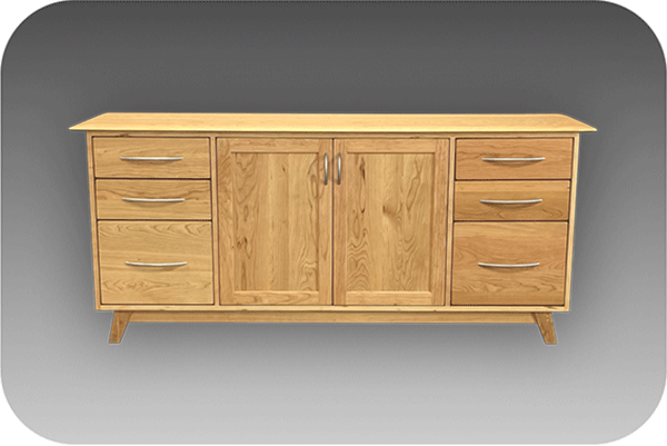 cherry credenza with 6 drawers and a cabinet section