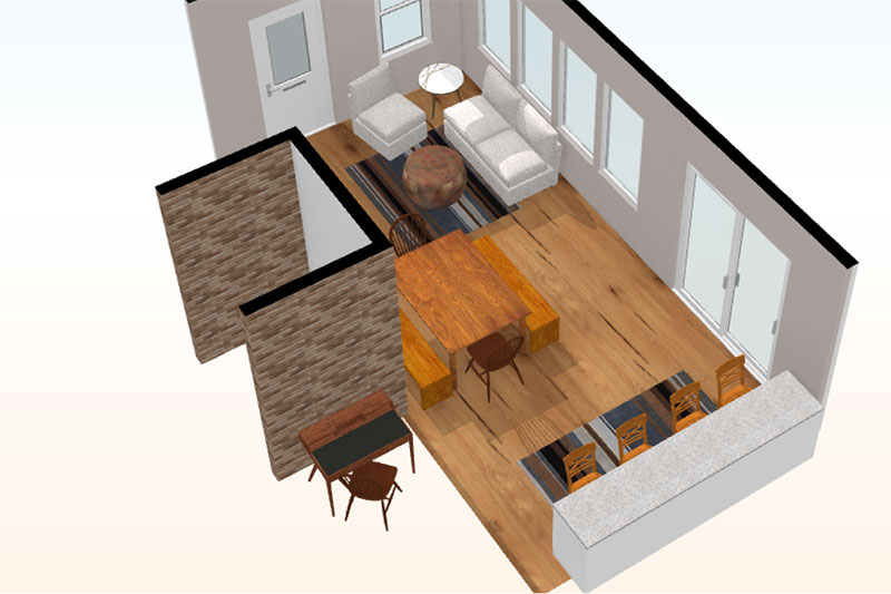 3d image of furniture arrangement