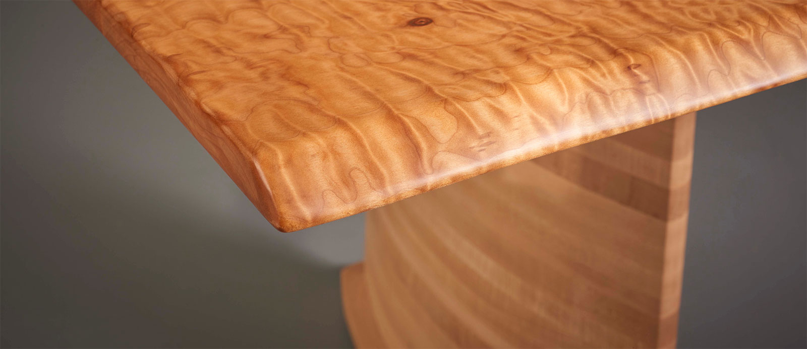 close up of gorgeous quilted maple table top