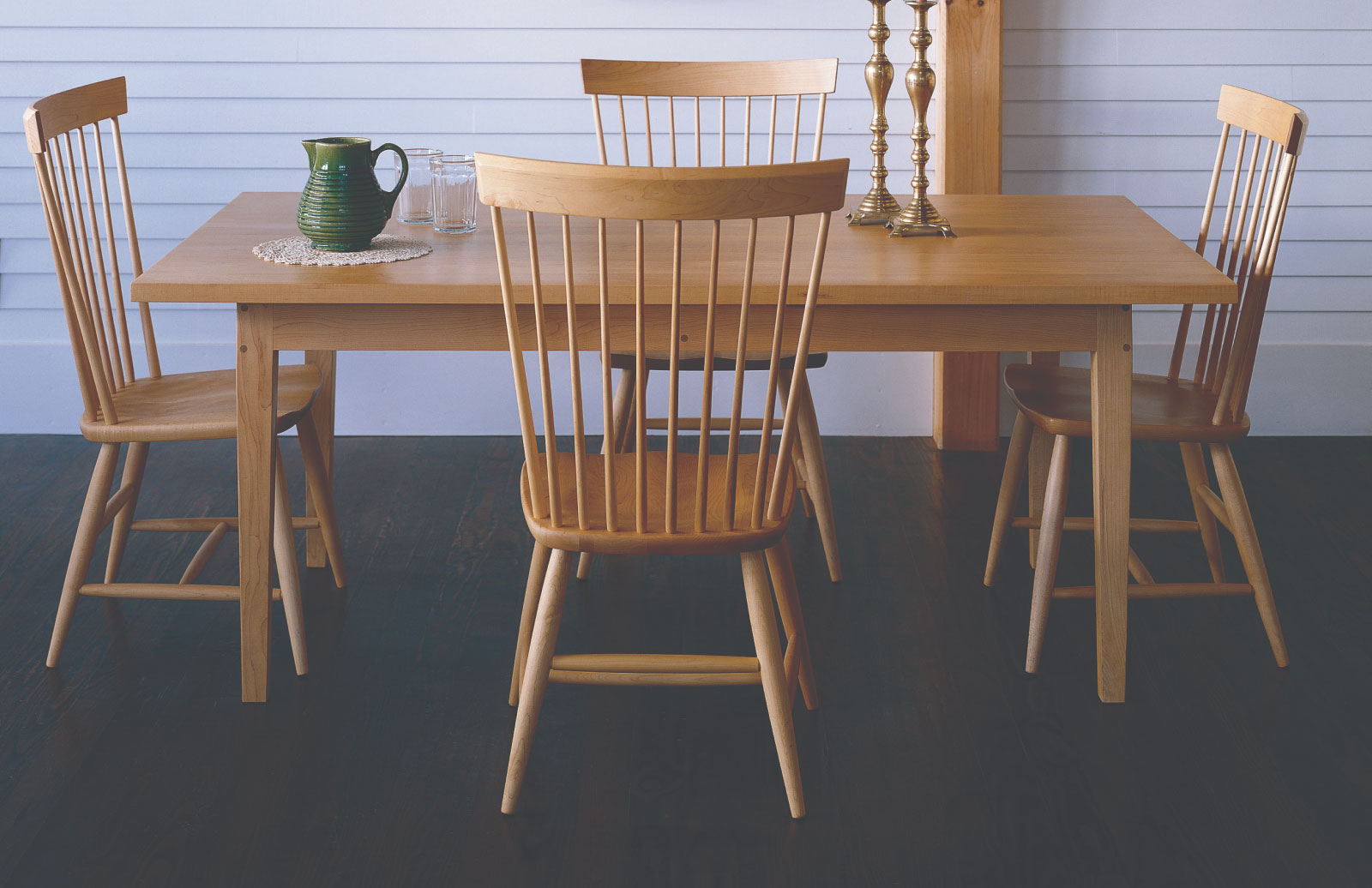 wood dining table with 4 matching chairs