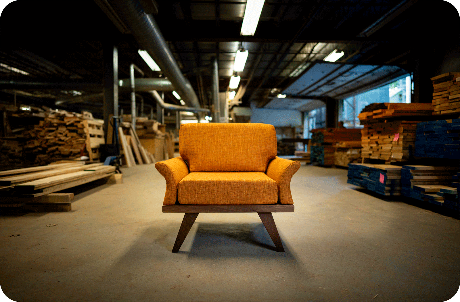 arm chair in the workshop