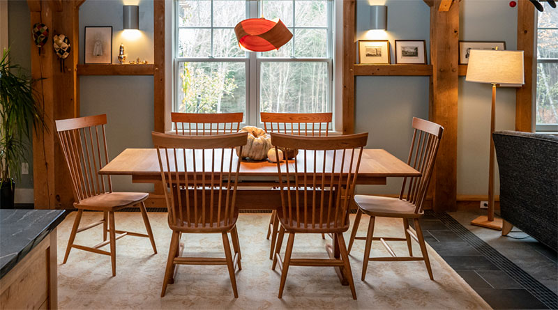 dining table in post and beam home