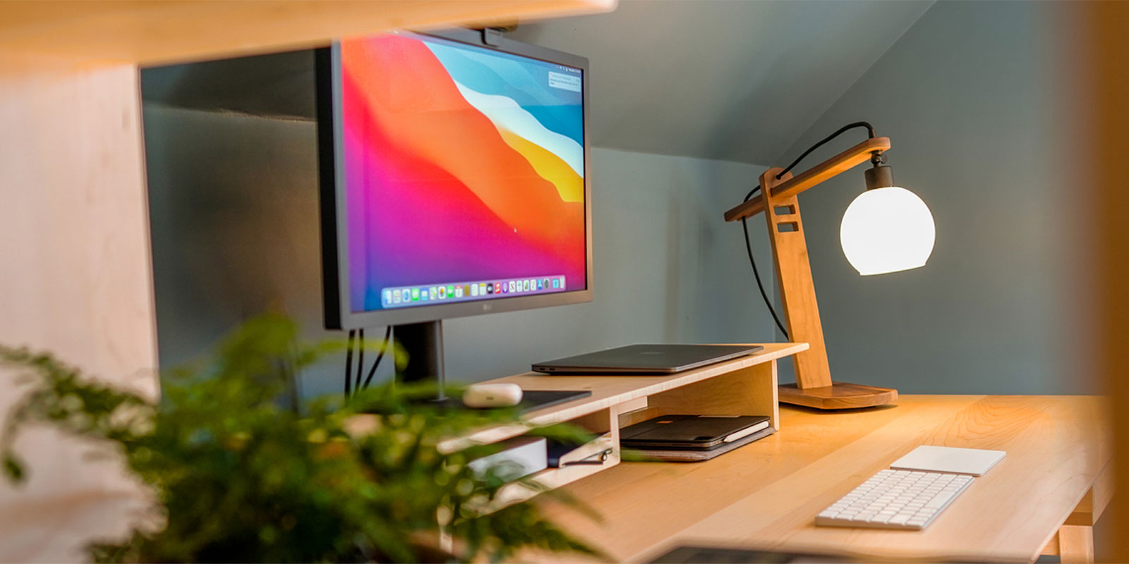 colorful computer monitor with cool task lamp