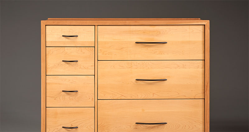 close up of drawers of dresser