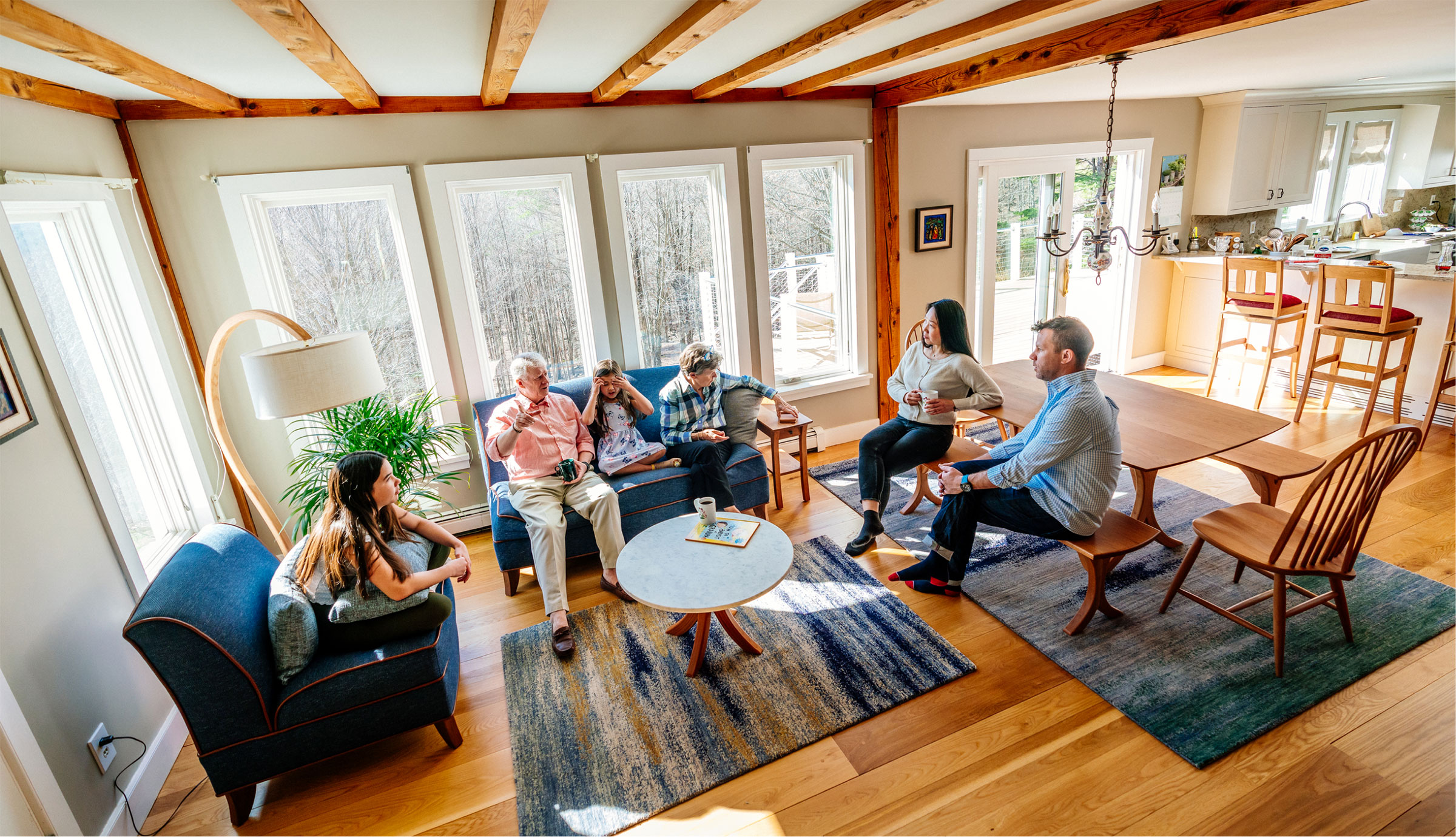 family sitting around the living room