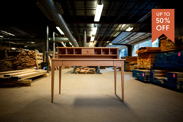 writing desk in wood shop