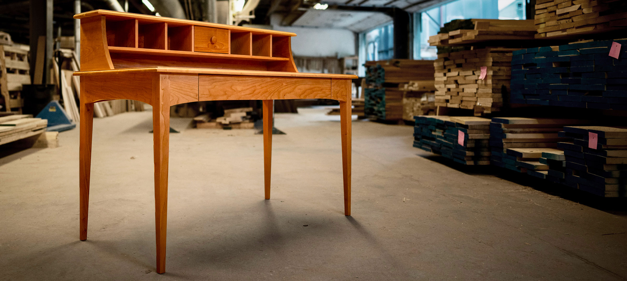 canterbury writing desk in workshop