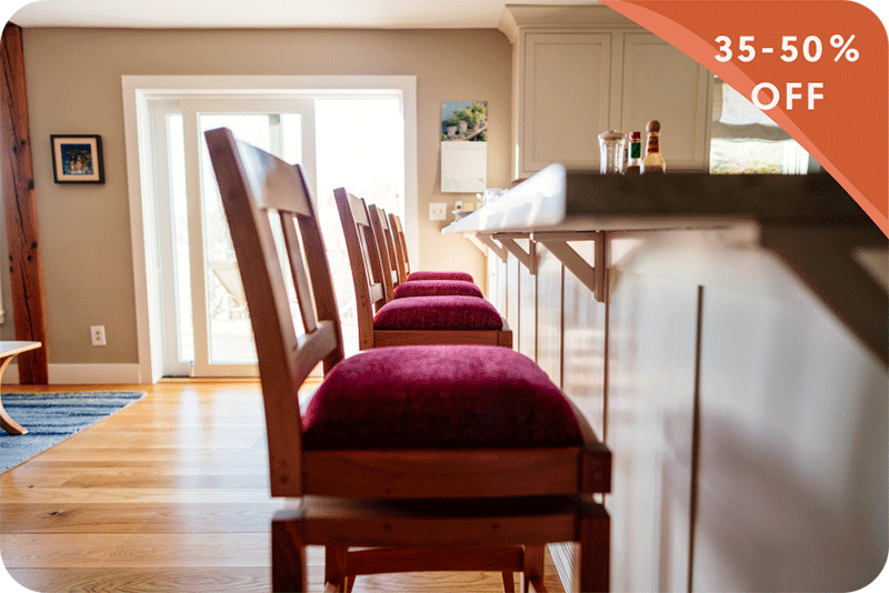 row of barstool at kitchen counter