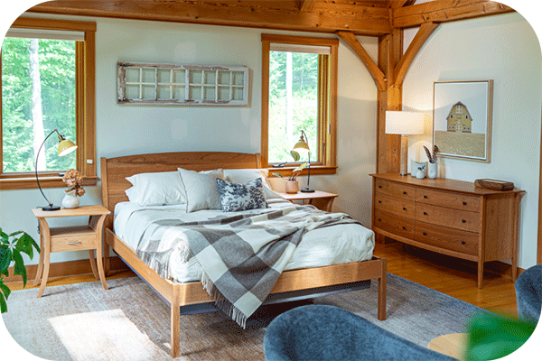pompy bedroom in post and beam house